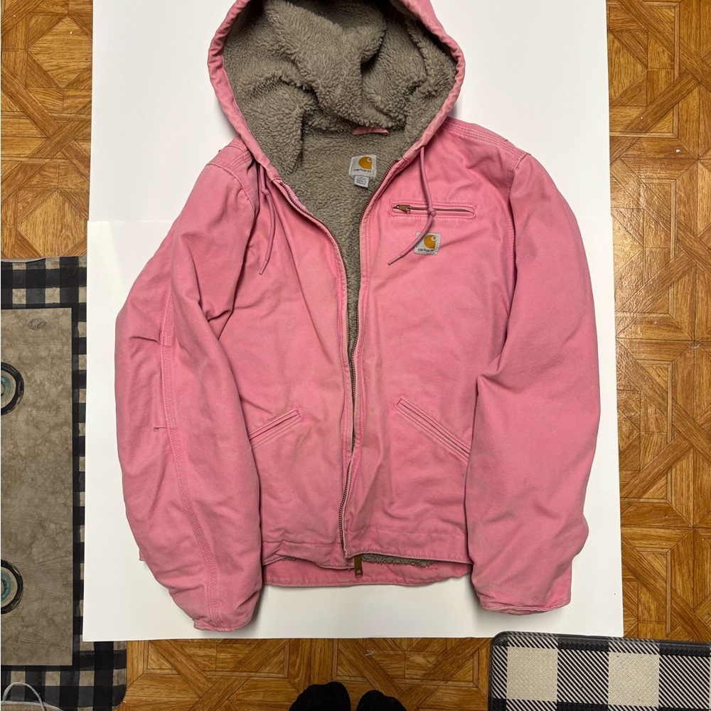 Carhartt Womens Pink Hooded Fuzzy Lined Coat